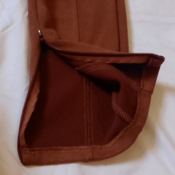Anthropologie Brown Faux Suede Ankle Zip Leggings | Size 26 - Picture 7 of 11